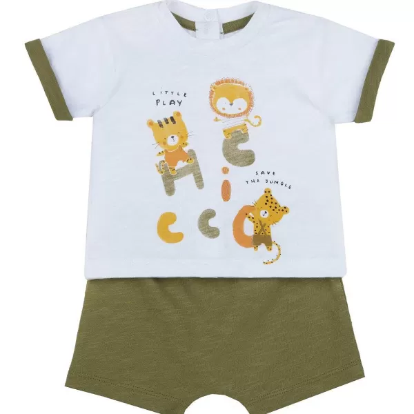 Flash Sale Chicco Conjunto T-Shirt Com Tigre E Cal Es - Algod O Sustent Vel