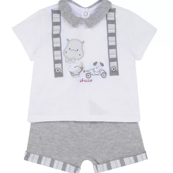 Flash Sale Chicco Conjunto T-Shirt E Cal Es Hippo - Algod O Sustent Vel