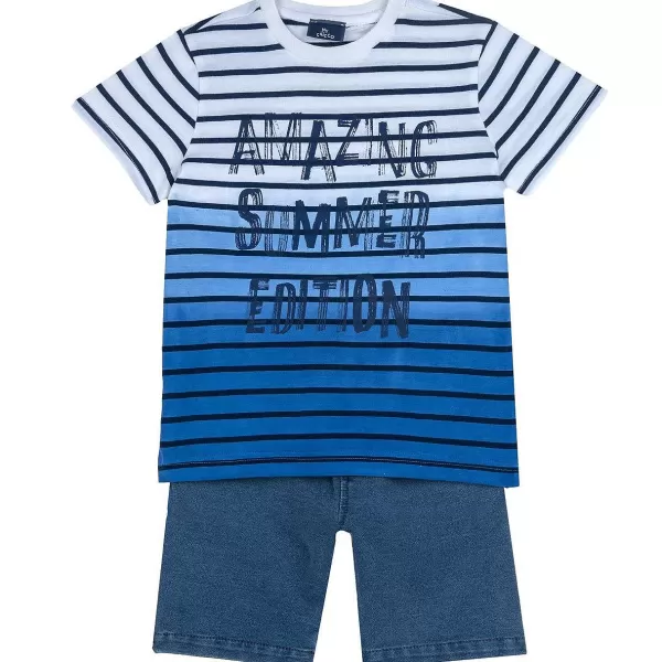 Outlet Chicco Conjunto T-Shirt E Cal Es S Riscas - Algod O Sustent Vel