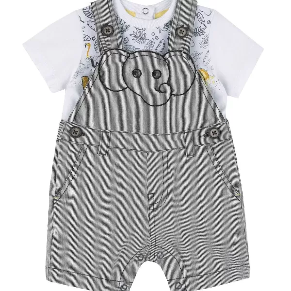 Store Chicco Conjunto T-Shirt E Jardineira Com Elefante Beb - Algod O Sustent Vel