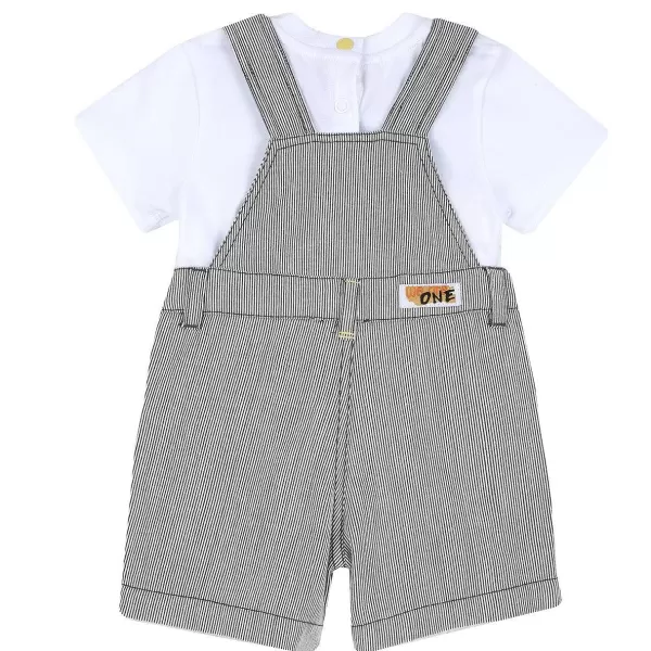 Store Chicco Conjunto T-Shirt E Jardineira Com Elefante Beb - Algod O Sustent Vel