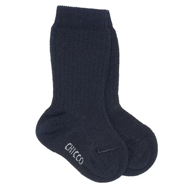 Outlet Chicco Meia At O Joelho De Cor Lisa Azul Escuro