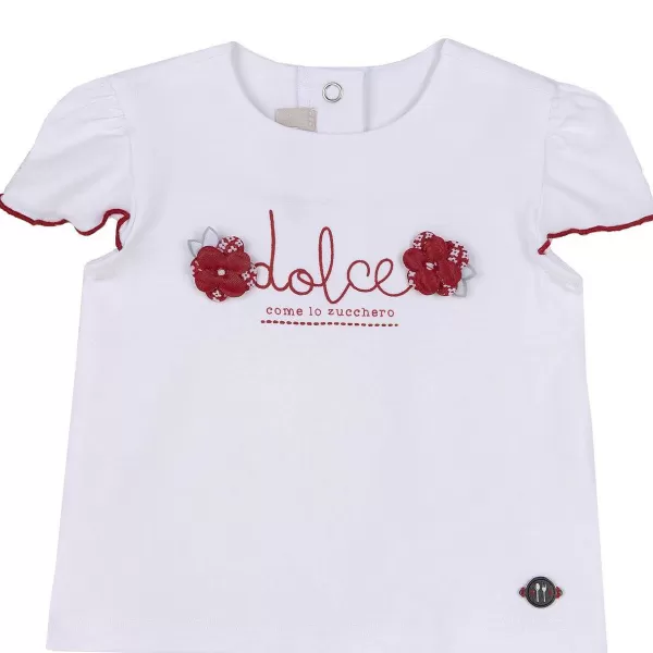 Online Chicco T-Shirt Com Estampagem E Flores Aplicadas - Algod O Sustent Vel