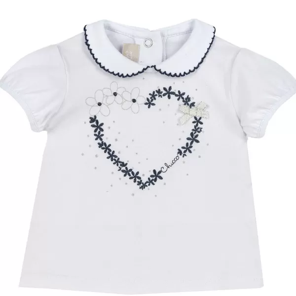 Store Chicco T-Shirt Com Flores E La O - Algod O Sustent Vel