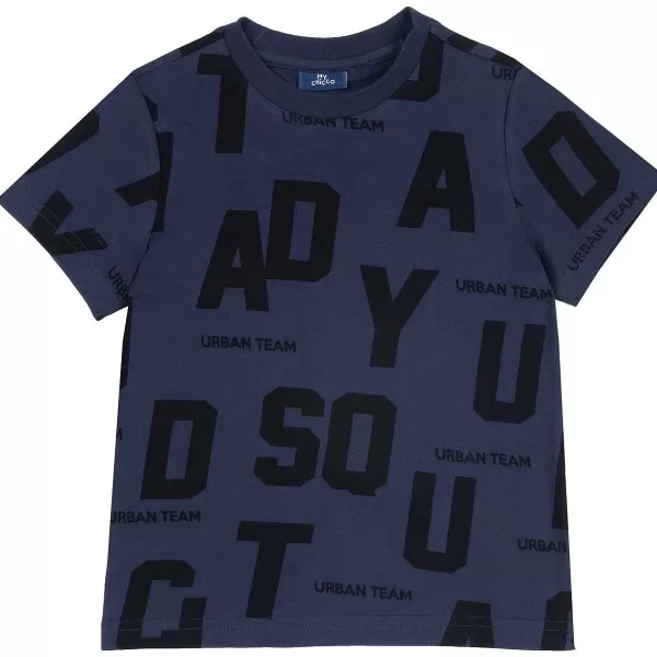 Store Chicco T-Shirt De Algod O Sustent Vel Com Manga Curta E Padr O All-Over