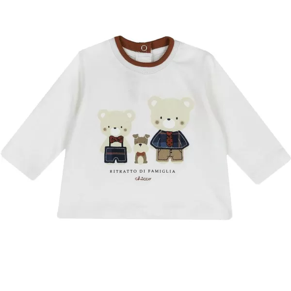 Shop Chicco T-Shirt De Manga Comprida Com Estampagem De Animais - Algod O Sustent Vel Cr