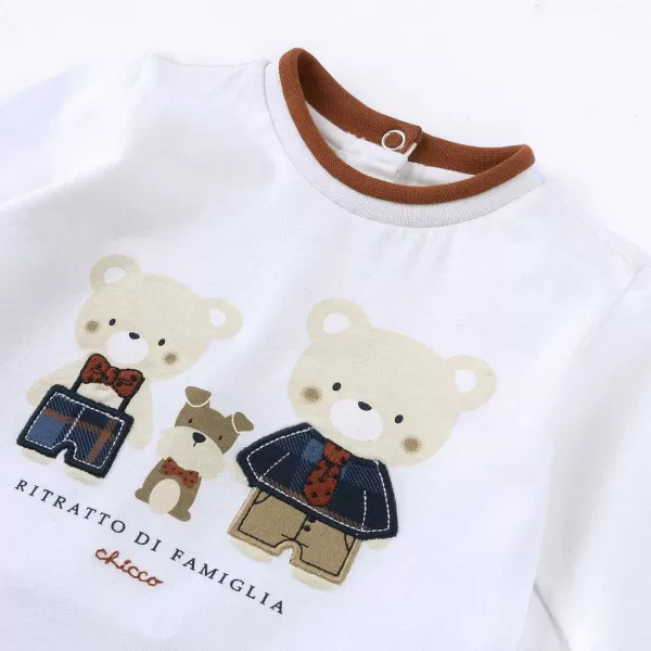 Shop Chicco T-Shirt De Manga Comprida Com Estampagem De Animais - Algod O Sustent Vel Cr