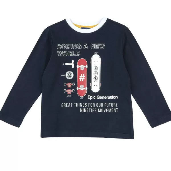 Hot Chicco T-Shirt De Manga Comprida Com Estampagem De Skate - Algod O Sustent Vel