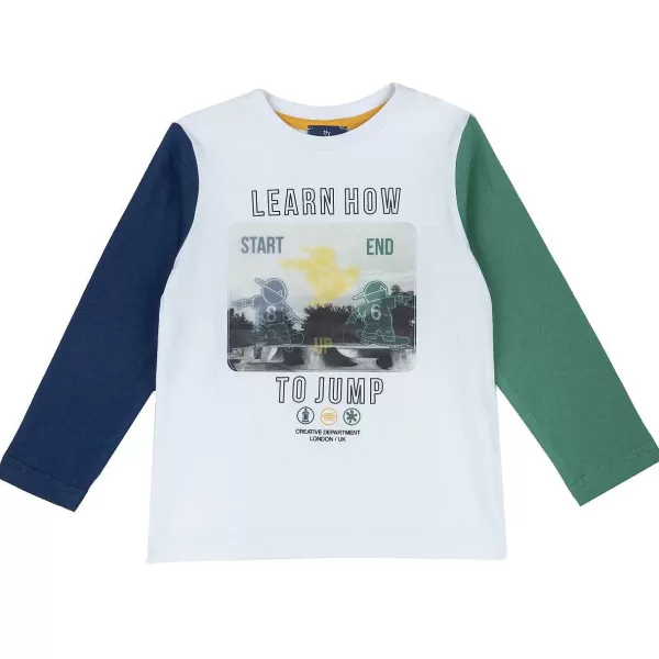 Online Chicco T-Shirt De Manga Comprida Com Estampagem Desportiva - Algod O Sustent Vel