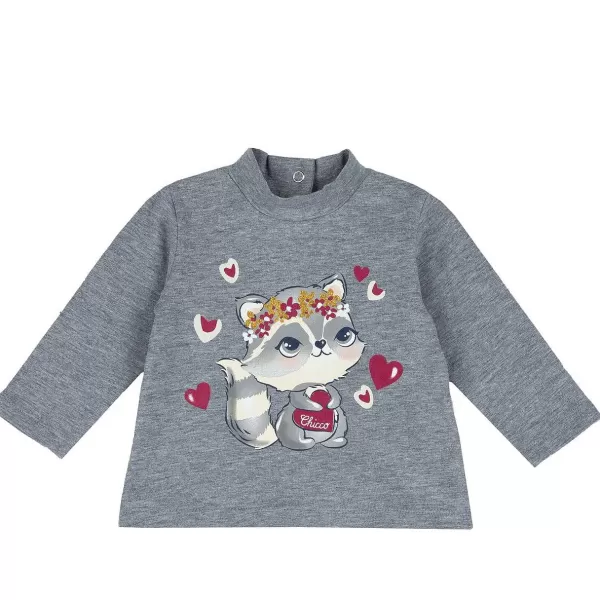 New Chicco T-Shirt De Manga Comprida Com Gatinho - Algod O Sustent Vel