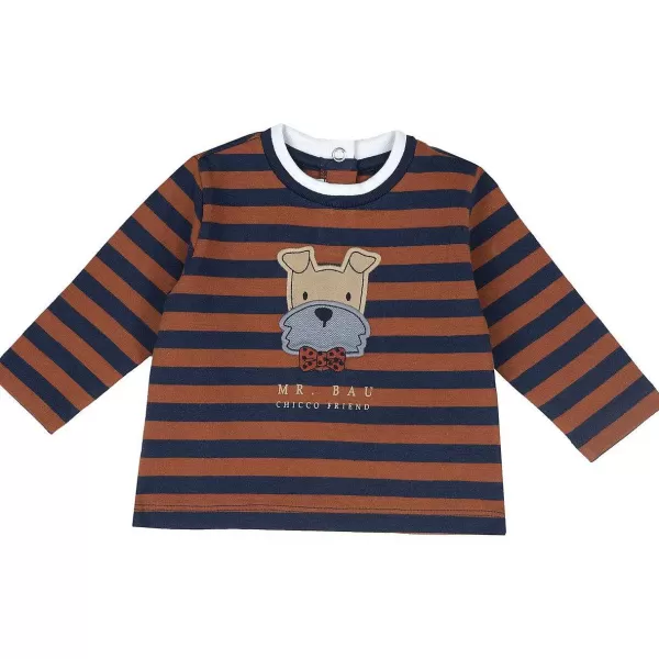 Cheap Chicco T-Shirt De Manga Comprida S Riscas Com C Ozinho - Algod O Sustent Vel Azul Escuro