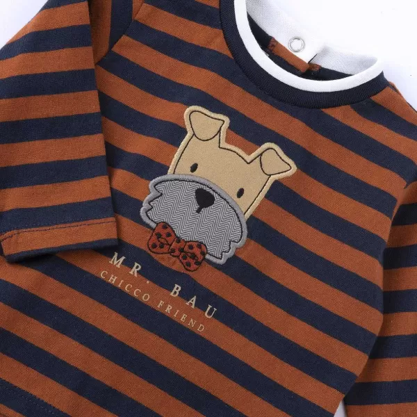 Cheap Chicco T-Shirt De Manga Comprida S Riscas Com C Ozinho - Algod O Sustent Vel Azul Escuro