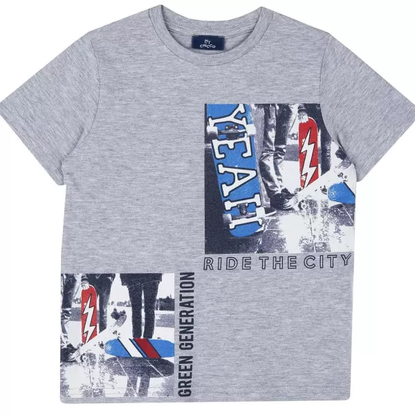 Cheap Chicco T-Shirt De Manga Curta E Estampagem - Algod O Sustent Vel Cinzento Claro