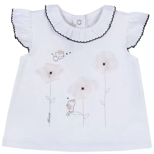 Cheap Chicco T-Shirt De Manga Curta E Flores Aplicadas - Algod O Sustent Vel