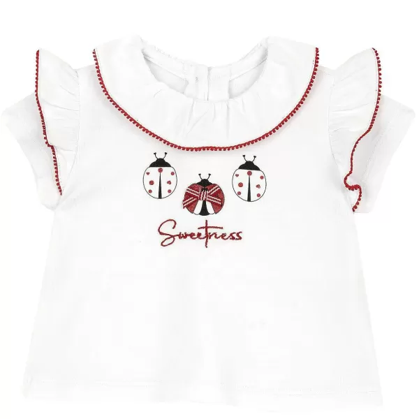 Flash Sale Chicco T-Shirt Manga Curta Com Estampa De Joaninha E Bordado