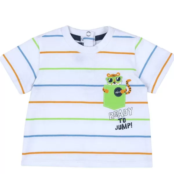 Cheap Chicco T-Shirt Riscas E Estampagem De Tigre - Algod O Sustent Vel