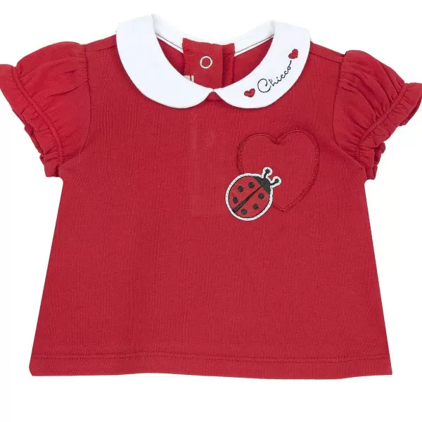 Sale Chicco T-Shirt Vermelha Com Bordados E Apliques