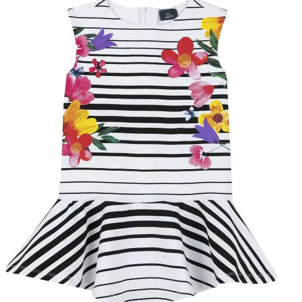 Flash Sale Chicco Vestido Sem Mangas Com Padr O S Riscas - Algod O Sustent Vel